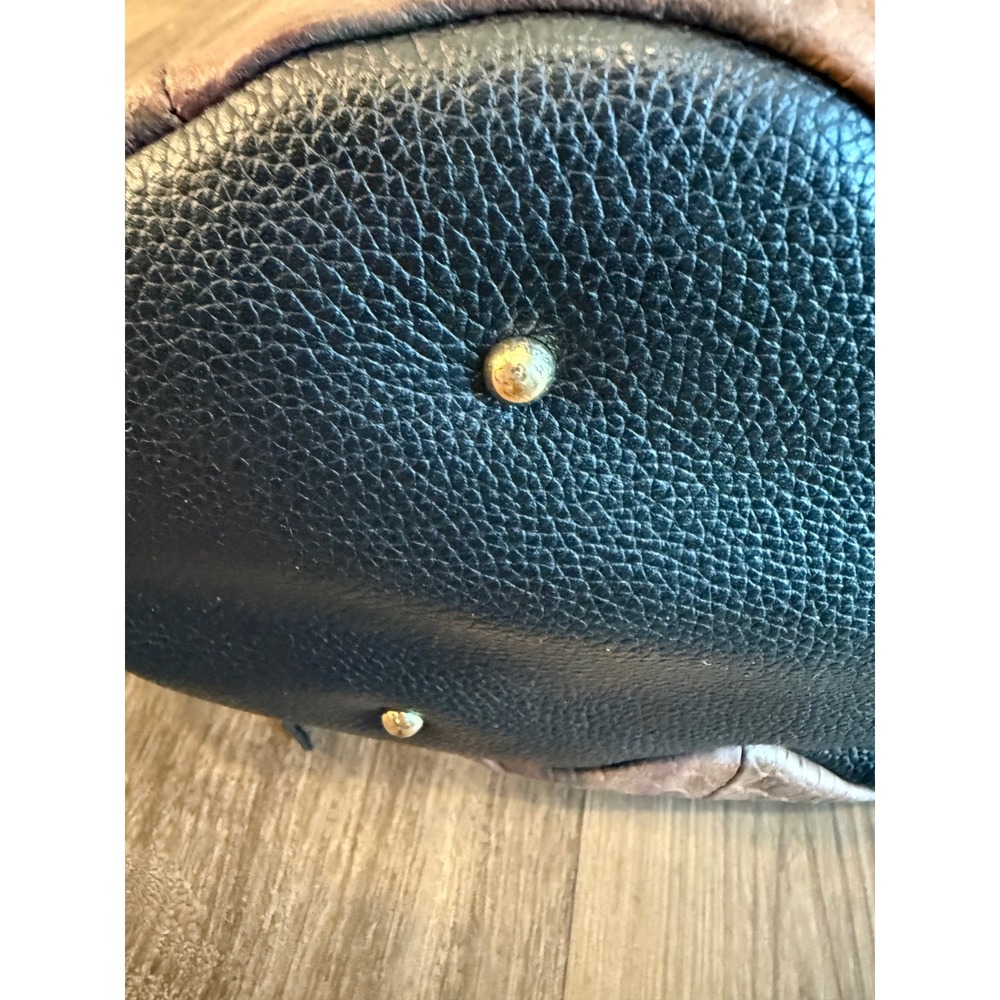 Aimee Kestenberg Snake Embossed Leather Hobo Bag Brown/Black Gold Tone A282317 - Picture 14 of 16